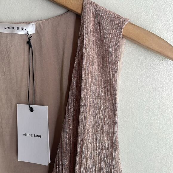 Anine Bing Draped Top Metallic Rose - Picture 4 of 15